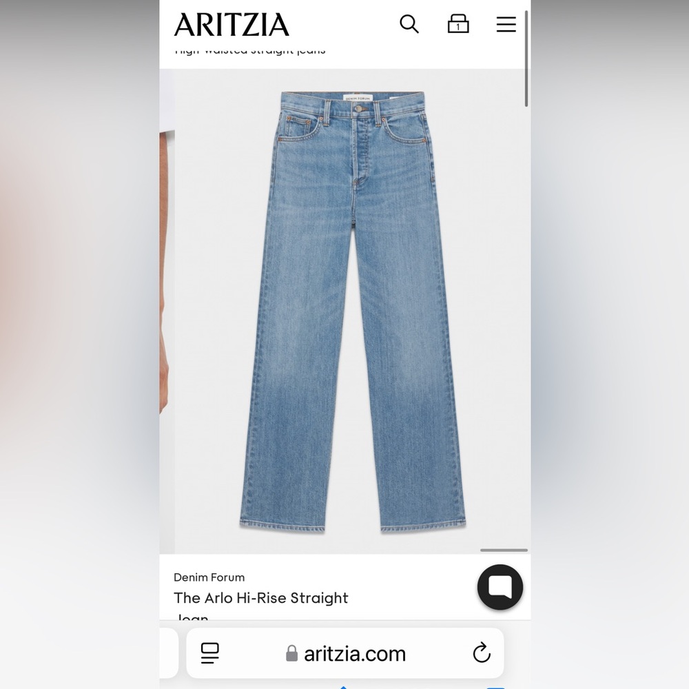 Aritzia Denim Forum Arlo High Rise Straight Jeans Size 27